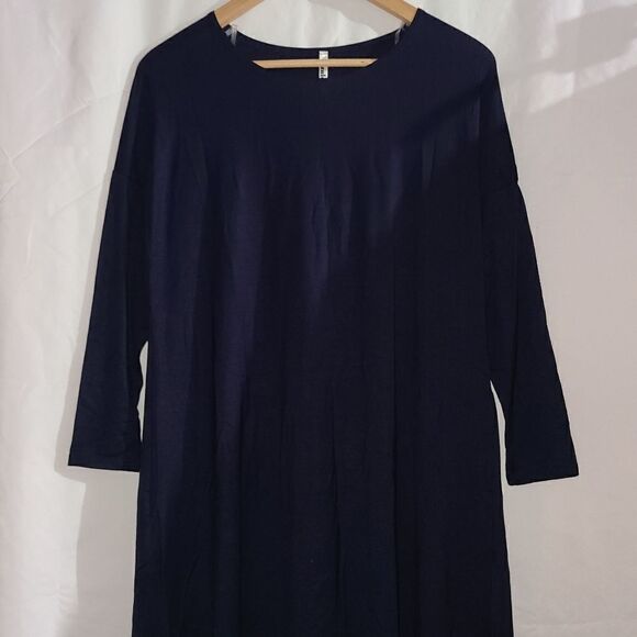 Azules Navy Blue Long Sleeve Tunic Dress Shirt Size S - Picture 1 of 6